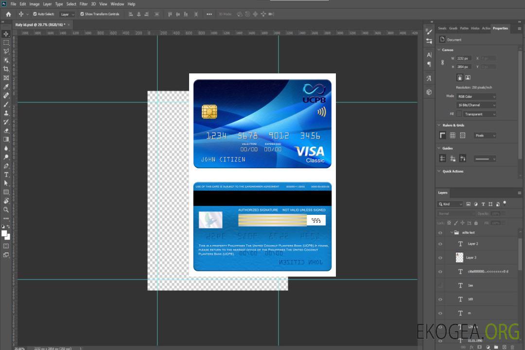 Philippines Carte visa classique de la United Coconut Planters Bank (UCPB) template